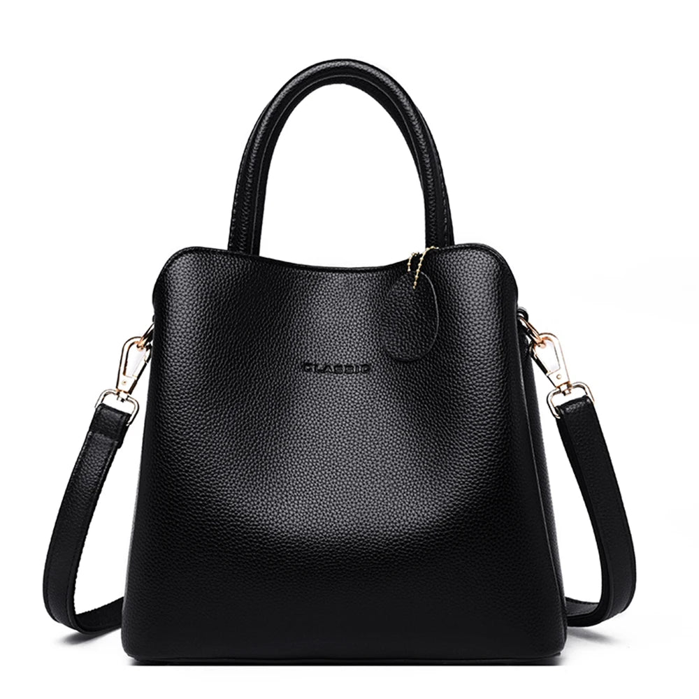 New 3 Main Pocket Leather Luxury Handbags Women Bags Designer Female Croosbody Bags For Women Small Casual Tote Bag Sac A Main