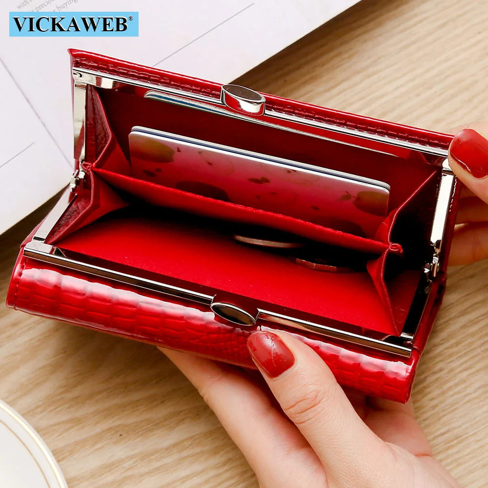 Free Gift Small Cute Wallet For Women Fashion Mini Purse Female Patent Leather Ladies Designer Brand Short Red Woman Card Holder