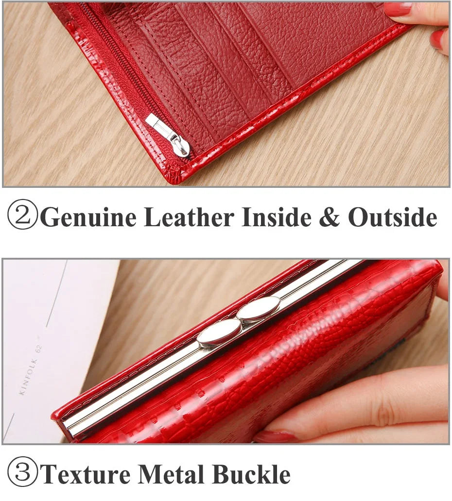 Free Gift Small Cute Wallet For Women Fashion Mini Purse Female Patent Leather Ladies Designer Brand Short Red Woman Card Holder