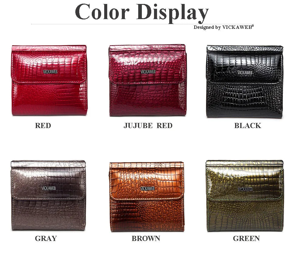 VICKAWEB Mini Wallet Women Genuine Leather Wallets Fashion Alligator Hasp Short Wallet Female Small Woman Wallets And Purses 209