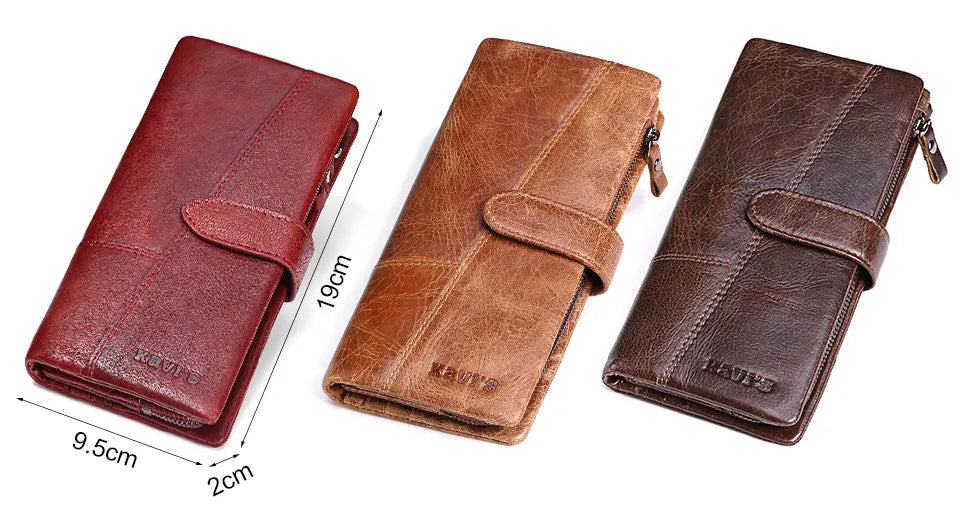 KAVIS Free Engravin Genuine Leather Wallet Men Coin Purse Long Male Clutch Walet Portomonee Man Women Handy Card Holder for Name