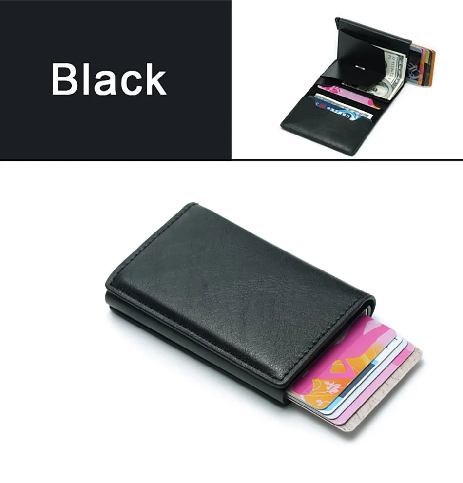 Men Credit Card Holder Wallet Slim Aluminum Men Wallet ID Credit Card Holder Mini RFID Wallet Automatic Pop Up Bank Card Case