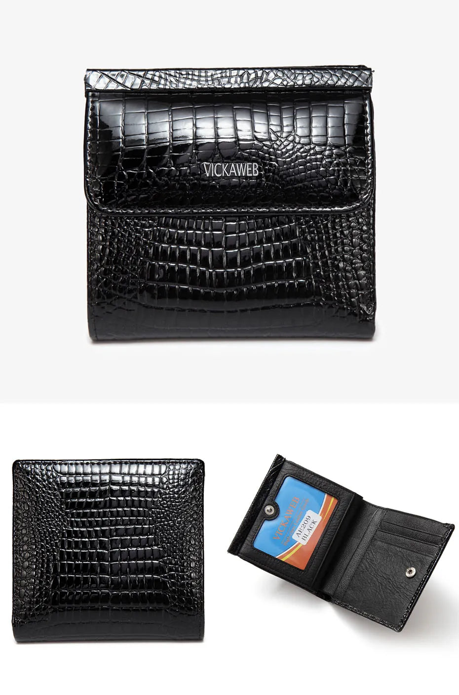 VICKAWEB Mini Wallet Women Genuine Leather Wallets Fashion Alligator Hasp Short Wallet Female Small Woman Wallets And Purses 209