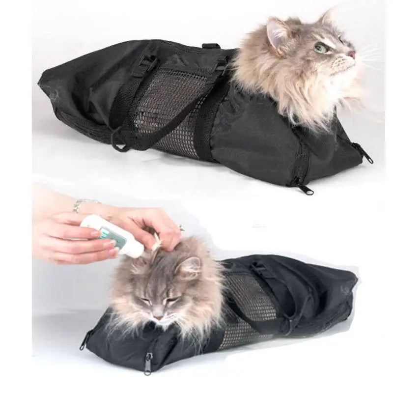 Heavy Duty Mesh Cat Grooming Bathing Restraint Bag No Scratching for Claw Nail Trimming Injecting Examin Vet Tool