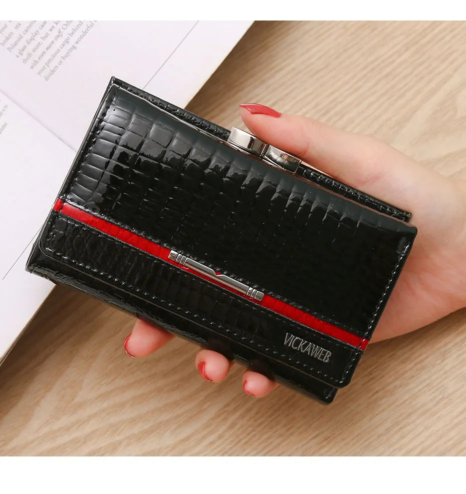 Free Gift Small Cute Wallet For Women Fashion Mini Purse Female Patent Leather Ladies Designer Brand Short Red Woman Card Holder