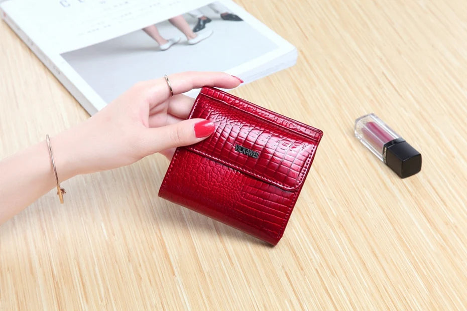 VICKAWEB Mini Wallet Women Genuine Leather Wallets Fashion Alligator Hasp Short Wallet Female Small Woman Wallets And Purses 209