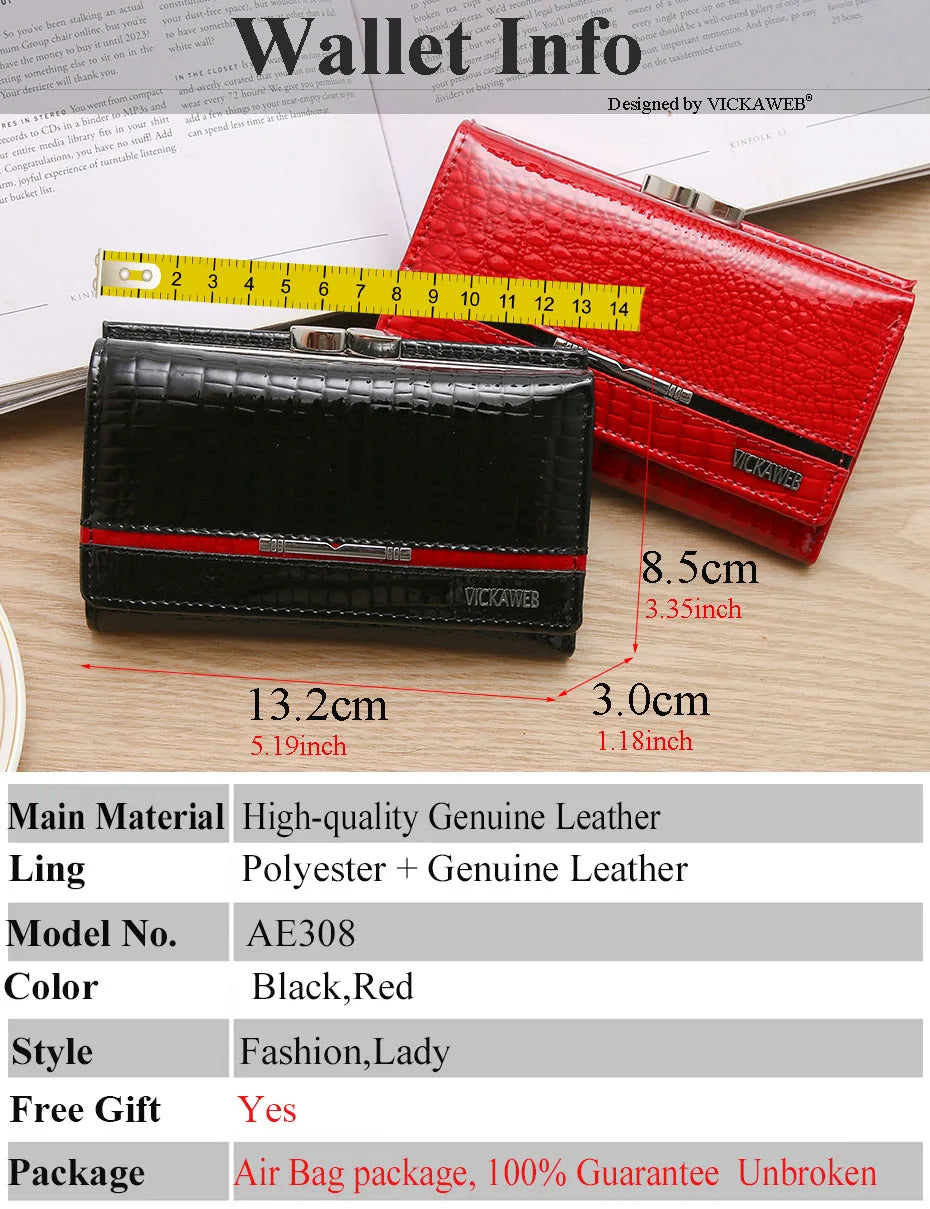 Free Gift Small Cute Wallet For Women Fashion Mini Purse Female Patent Leather Ladies Designer Brand Short Red Woman Card Holder