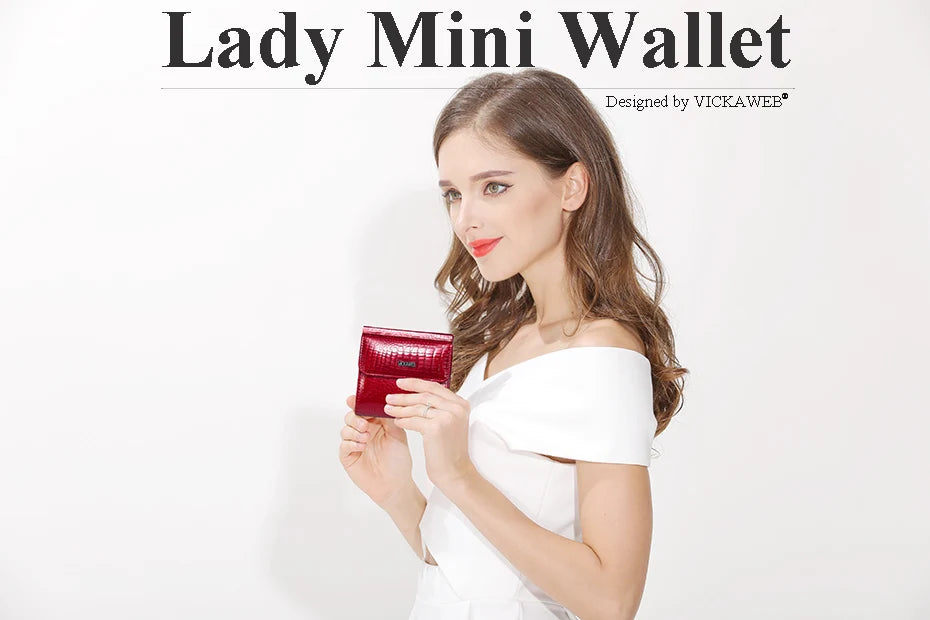 VICKAWEB Mini Wallet Women Genuine Leather Wallets Fashion Alligator Hasp Short Wallet Female Small Woman Wallets And Purses 209