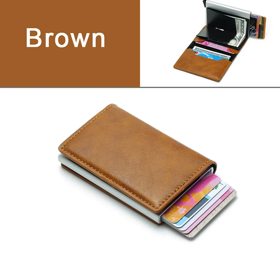 Men Credit Card Holder Wallet Slim Aluminum Men Wallet ID Credit Card Holder Mini RFID Wallet Automatic Pop Up Bank Card Case