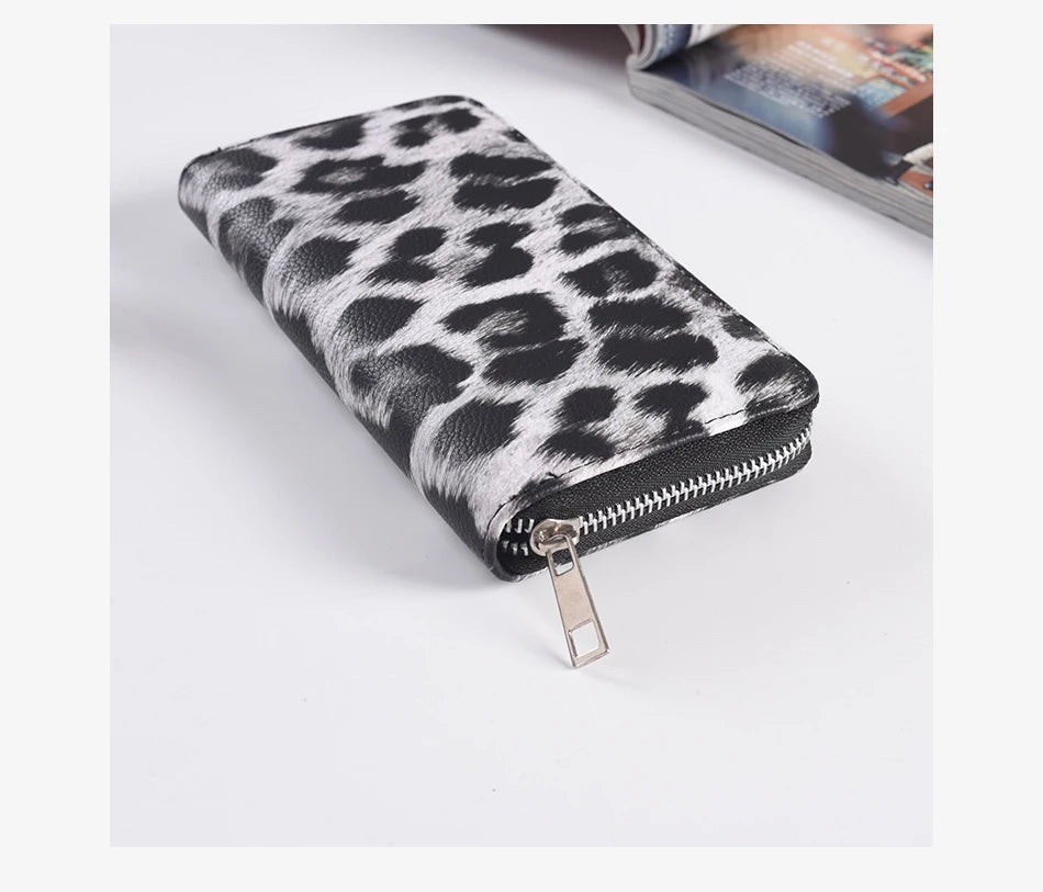 Leather Women Wallet Classic Leopard Animal Print Long Wallets Female Cards Holder Clutch Bag Fashion Ladies Purses