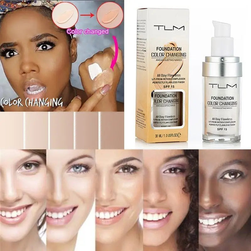 TLM Foundation Magic Fond de teint changeant de couleur liquide doux mat longue tenue Base de maquillage hydratante