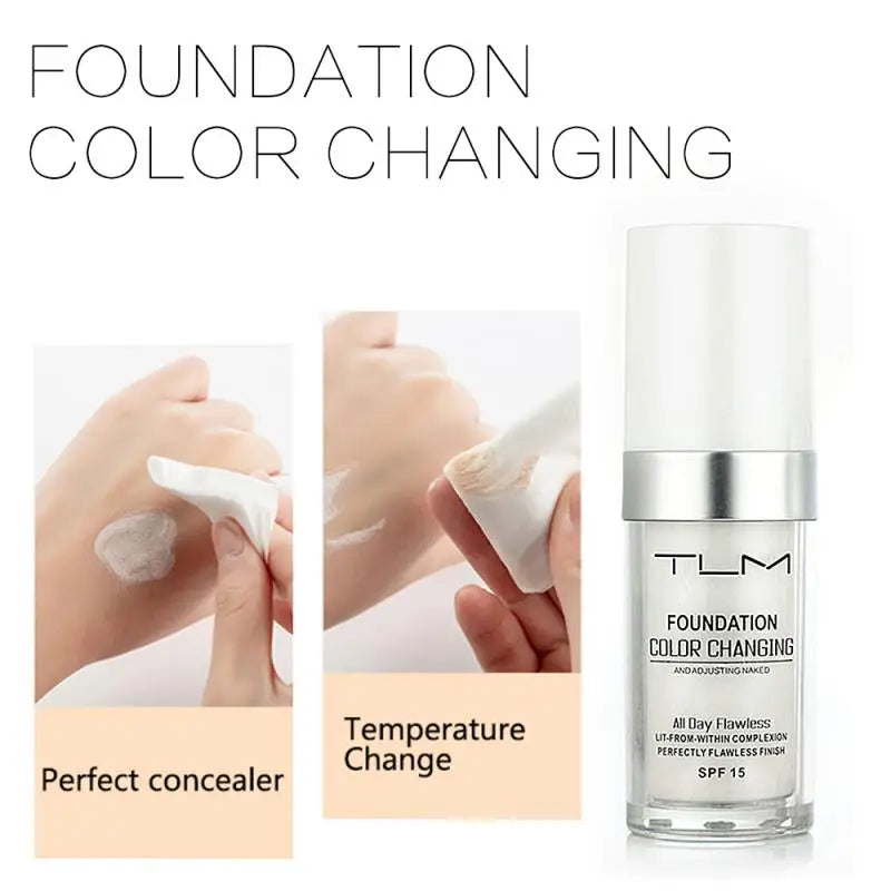 TLM Foundation Magic Fond de teint changeant de couleur liquide doux mat longue tenue Base de maquillage hydratante