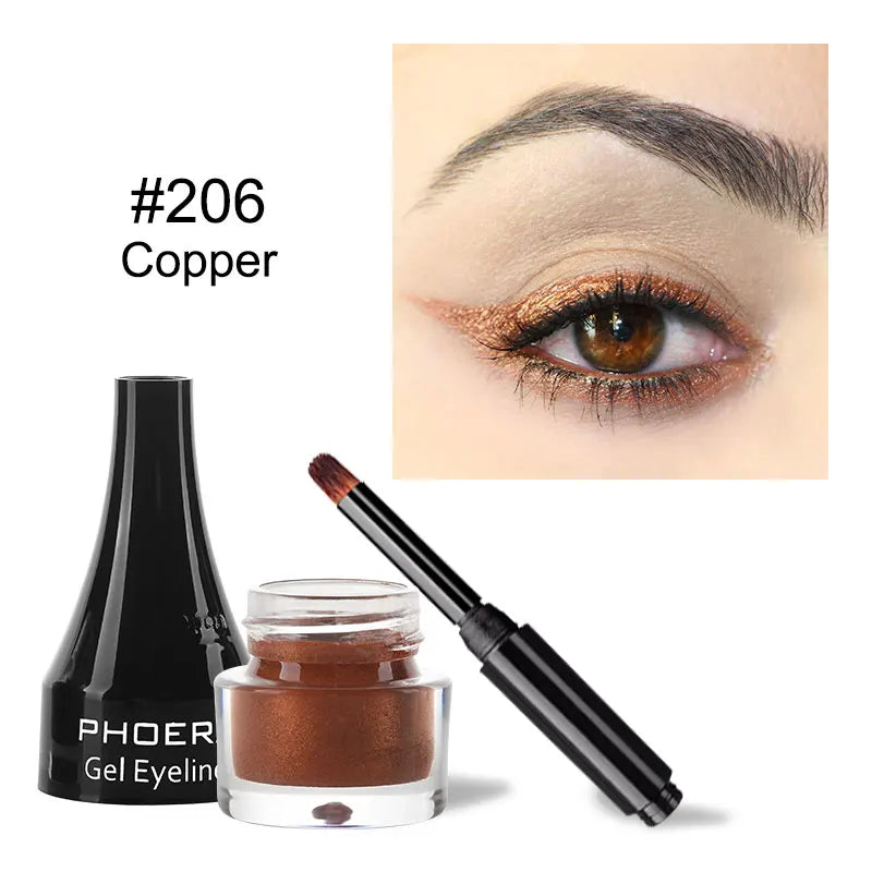 PHOERA Eyeliner Coloré 10 Couleurs Gel Eyeliner Imperméable Avec Pinceau Eyeliner Longue Tenue Crème Outils De Maquillage Cosmétiques Pour Femmes