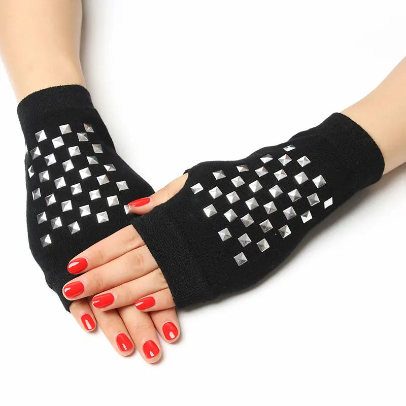 Jolis gants tricotés sans doigts à motifs d'animaux de dessin animé, diamants, paillettes, cool pour les gants de personnalité créatifs d'hiver pour femmes