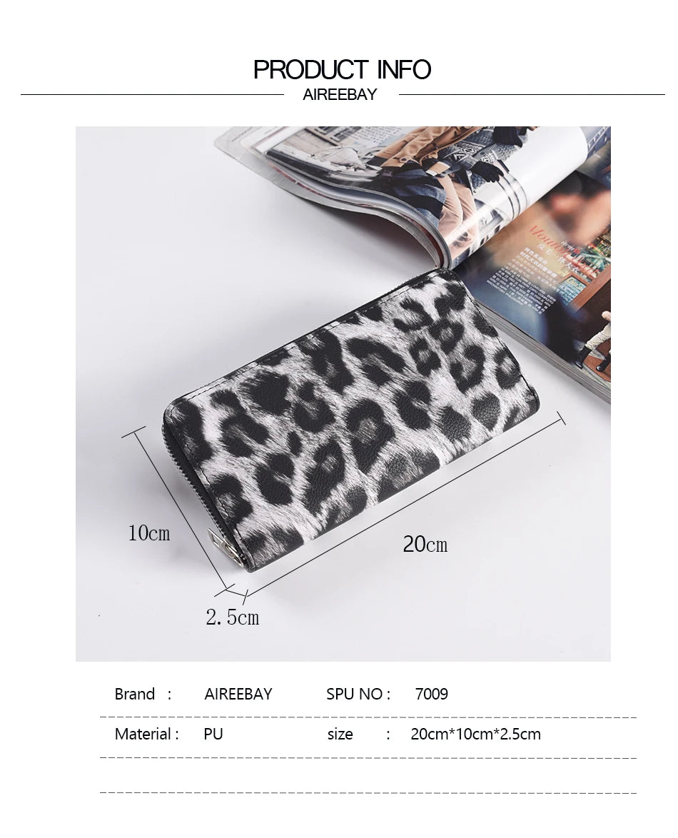 Leather Women Wallet Classic Leopard Animal Print Long Wallets Female Cards Holder Clutch Bag Fashion Ladies Purses