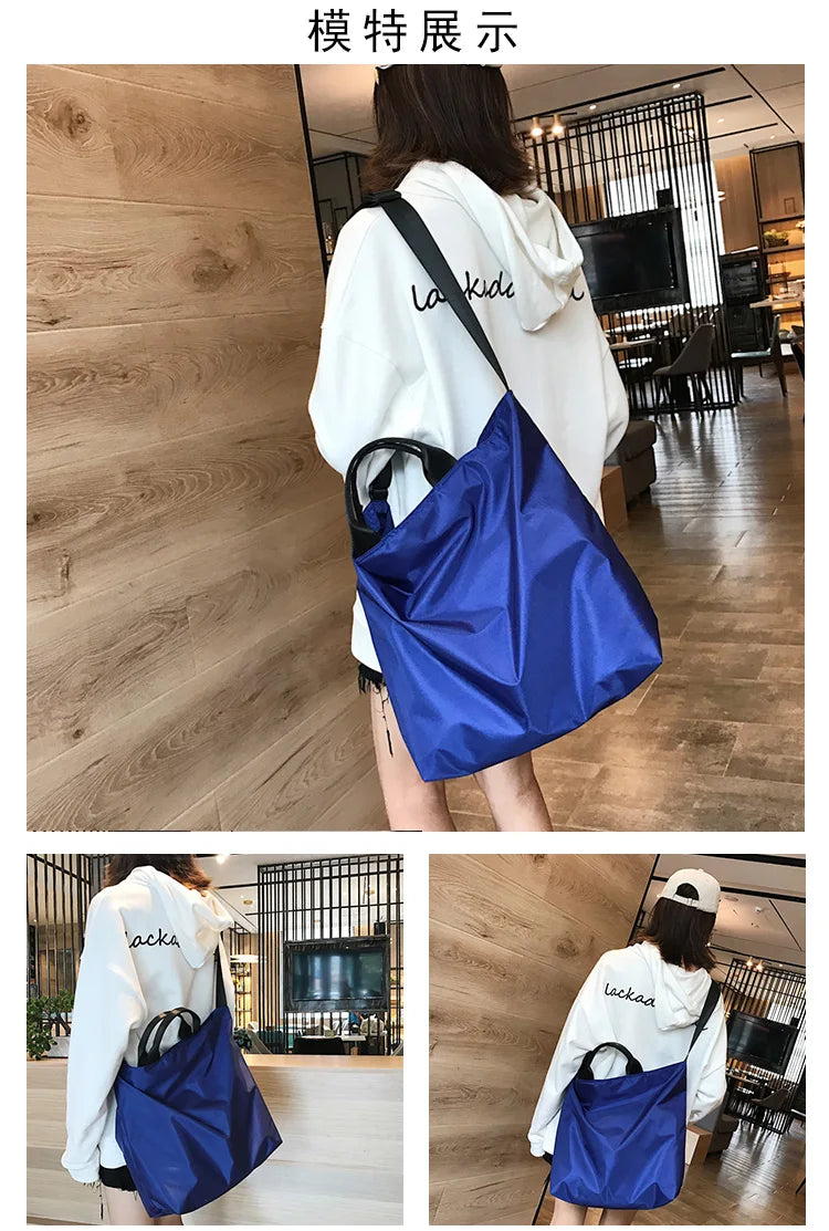 Women Nylon Shoulder Bag Large Capacity Waterproof Cloth Handbag Tote Solid Crossbody Bags Big Travel Bag Purse For Ladies