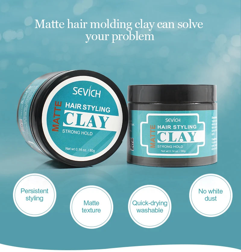 Sevich 80g Hair Styling Matte Hair Clay Lasting Stereotype Matte Clay Strong Hold Easy Wash Convenient Smooth