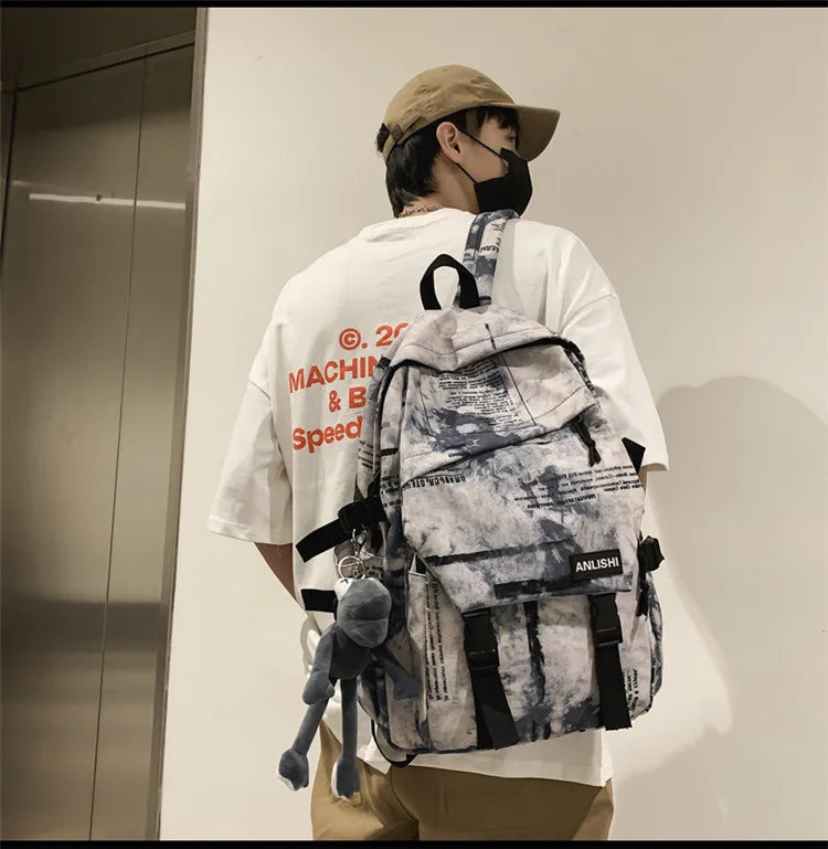 Women Harajuku Cloud Print Men Backpack Student Nylon Laptop New 2021 Cool  School Bag For Teenage Girls Book Bags buckle Ladies