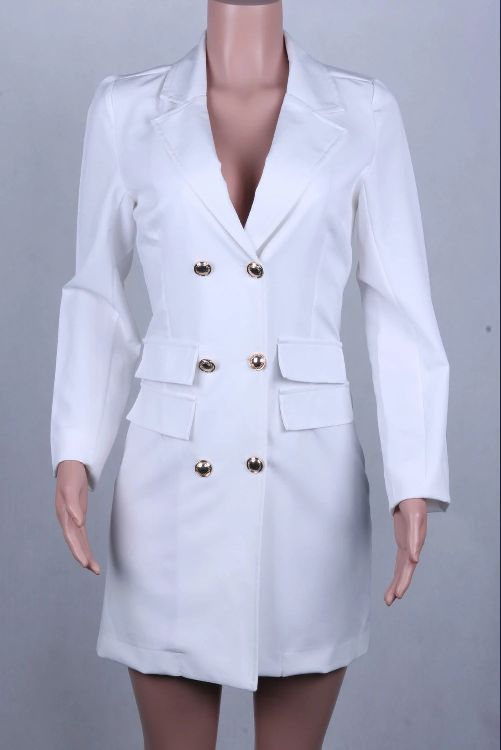 Women Dress Trench Slim Wool Long Coat Jacket Blazer Tops Office Ladies Autumn Winter Blazer Slim Mini Dress V-Neck Outwear