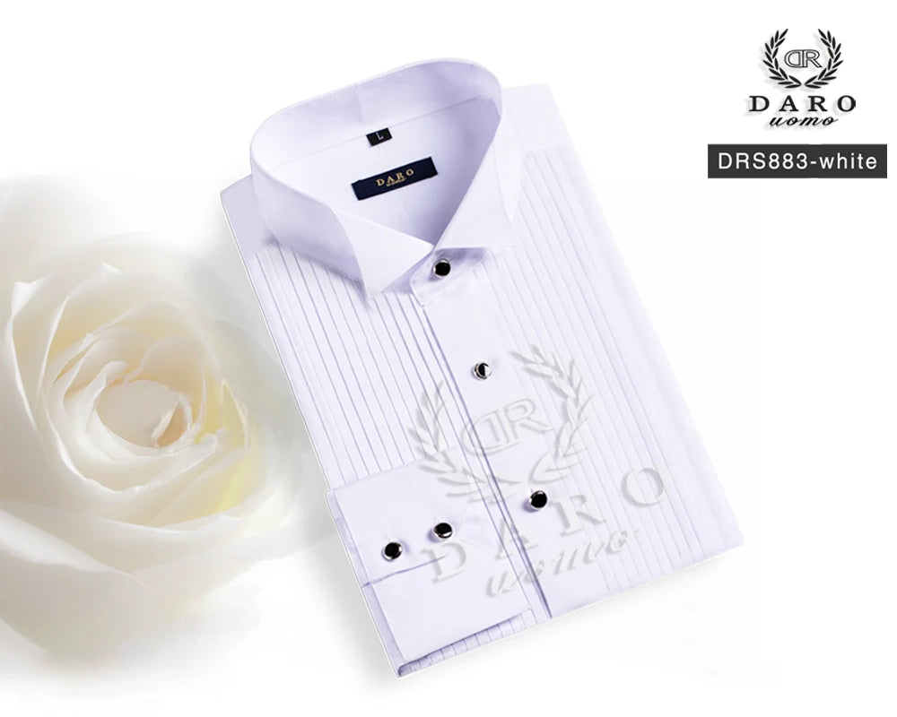 2023 DR DARO UOMO Chemises pour hommes Chemise de smoking blanche Chemise de mariage de fête 883-blanc