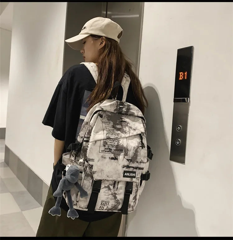 Women Harajuku Cloud Print Men Backpack Student Nylon Laptop New 2021 Cool  School Bag For Teenage Girls Book Bags buckle Ladies