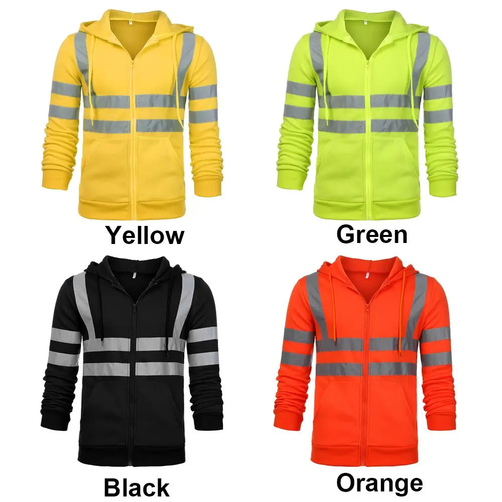 Coat Fleece Sweatshirt M-4XL Night Work Pullover Hoodie High Visibility Jacket Reflective Hi Viz Vis