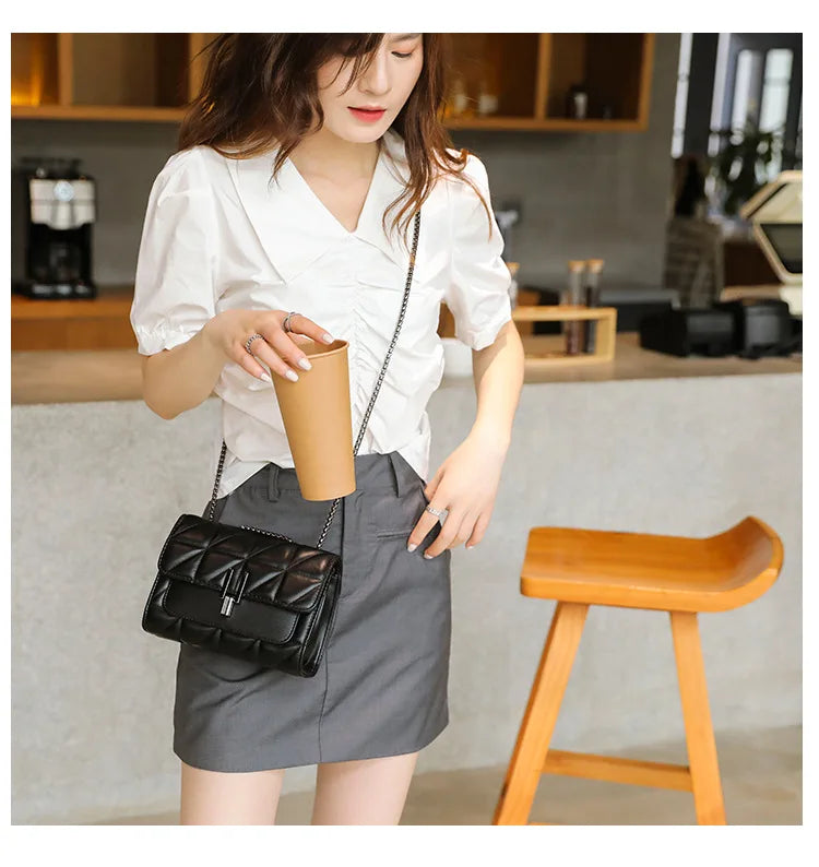 Women Luxury Designer genuine Bags Leather Chain Women Handbags Shoulder Female bag New Casual Fashion Ladies Messenger Bags