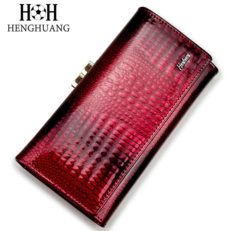 Designer Genuine Leather Women Wallet Female Long Clutch Money Bag  Luxury Brand Alligator Leather Ladies Coin Purse Wife's Gift