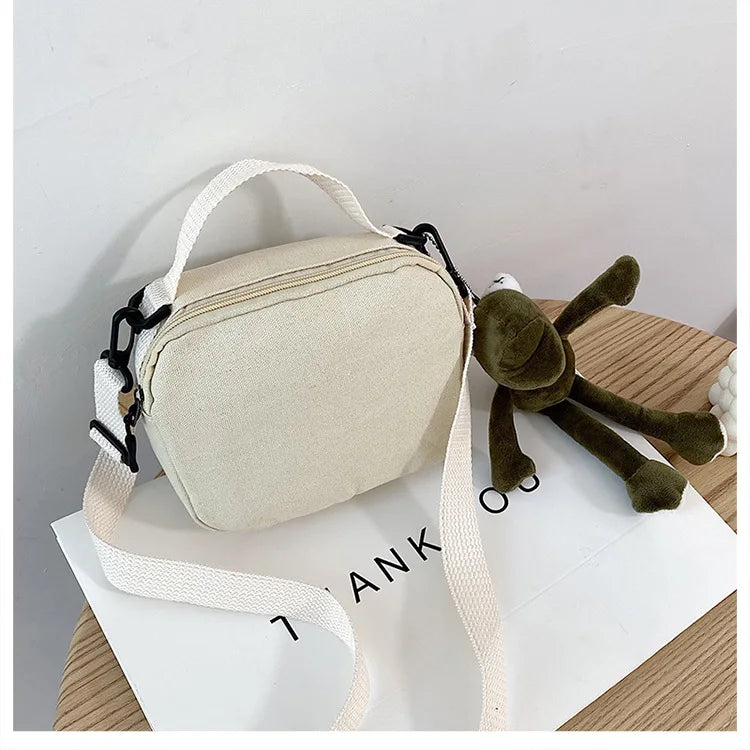 Ladies Fashion Canvas Small Square Bag Korean Version Multifunctional Cute Dog One-shoulder Diagonal Mobile Phone Package