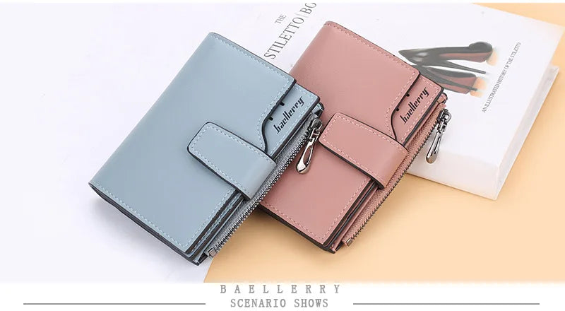 2024 New Women Wallets Name Customized Fashion Short PU Leather Quality Card Holder Classic Female Purse Zipper Wallet For Women