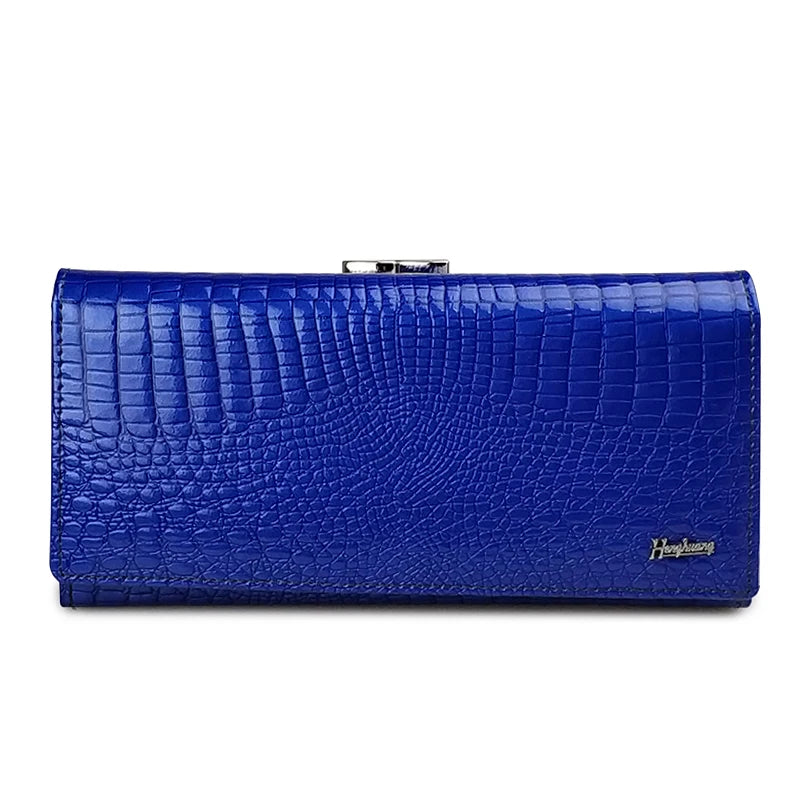 Designer Genuine Leather Women Wallet Female Long Clutch Money Bag  Luxury Brand Alligator Leather Ladies Coin Purse Wife's Gift