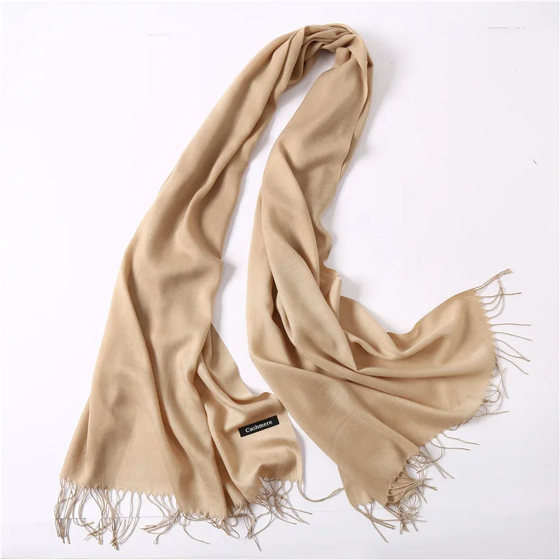 Desgine Brand Solid Women Cashmere Scarf Autumn Winter Warm Shawls Wraps 2024Men's Pashmina Tassels Scarves Female Foulard Mujer