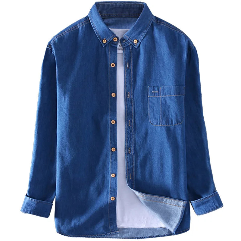 Chemise en jean en coton printemps-automne pour hommes, tendance, décontractée, belle, manches longues, jeans bleus, coupe slim, style coréen