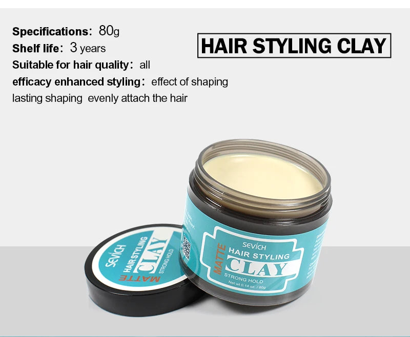 Sevich 80g Hair Styling Matte Hair Clay Lasting Stereotype Matte Clay Strong Hold Easy Wash Convenient Smooth