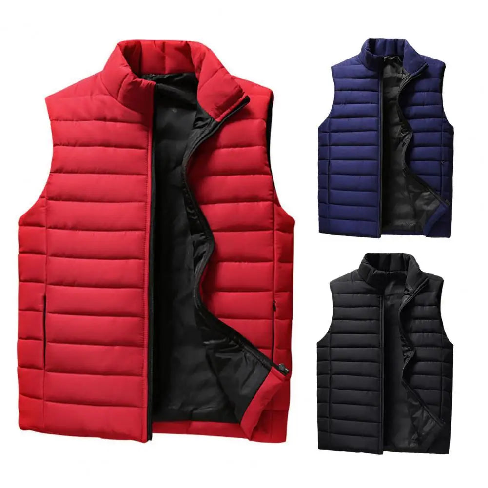 Gilet d'hiver imperméable et chaud sans manches pour homme, coupe-vent 3D, épais, fermeture à glissière douce, gilet d'hiver