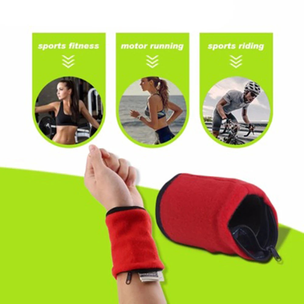 Mini Wrist Wallet Key Pouch Band Fitness Sports Zipper Wristband Running Gym Cycling Safe Coin Purse Cotton Wrist Bag Men Women