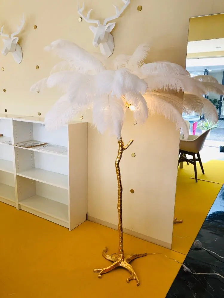 INS Luxury Tree Branch Ostrich Feather Floor Lamp High-grade Stand Light Floor Lamps for living room Drop shipping