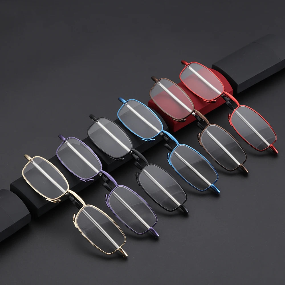 Lunettes de lecture design MINI tendance pour hommes et femmes, petites lunettes pliantes, monture en métal noir, avec boîte d'origine, portables