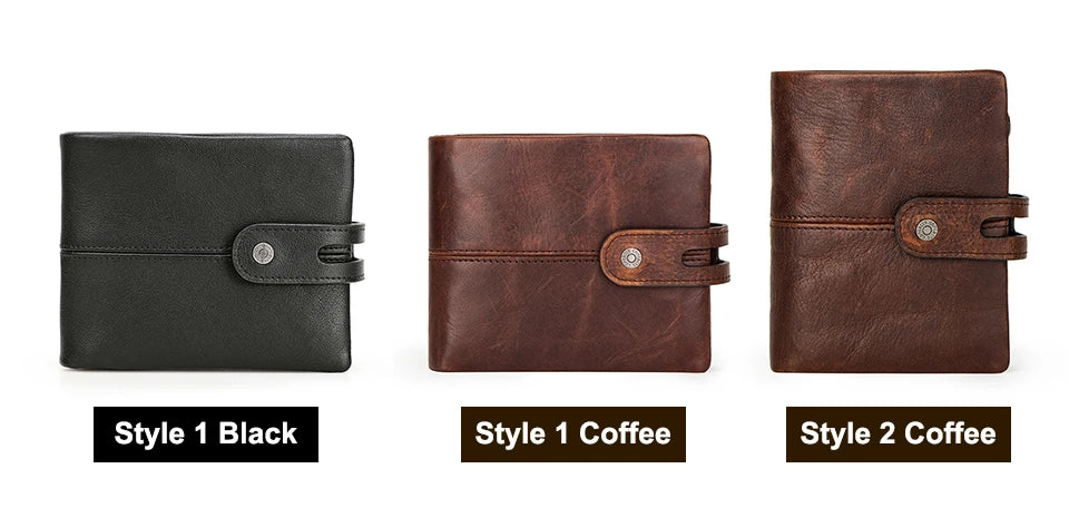 CONTACT'S Casual Men Wallets Crazy Horse Leather Short Coin Purse Hasp Design Wallet Cow Leather Clutch Wallets Male Carteiras