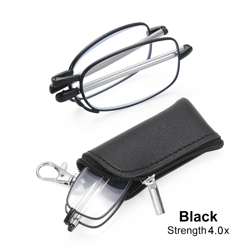 Lunettes de lecture design MINI tendance pour hommes et femmes, petites lunettes pliantes, monture en métal noir, avec boîte d'origine, portables