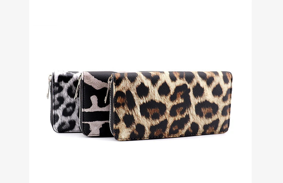 Leather Women Wallet Classic Leopard Animal Print Long Wallets Female Cards Holder Clutch Bag Fashion Ladies Purses