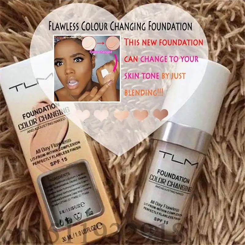 TLM Foundation Magic Fond de teint changeant de couleur liquide doux mat longue tenue Base de maquillage hydratante