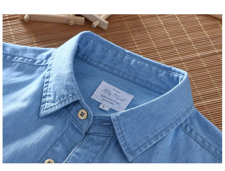 Chemise en jean en coton printemps-automne pour hommes, tendance, décontractée, belle, manches longues, jeans bleus, coupe slim, style coréen