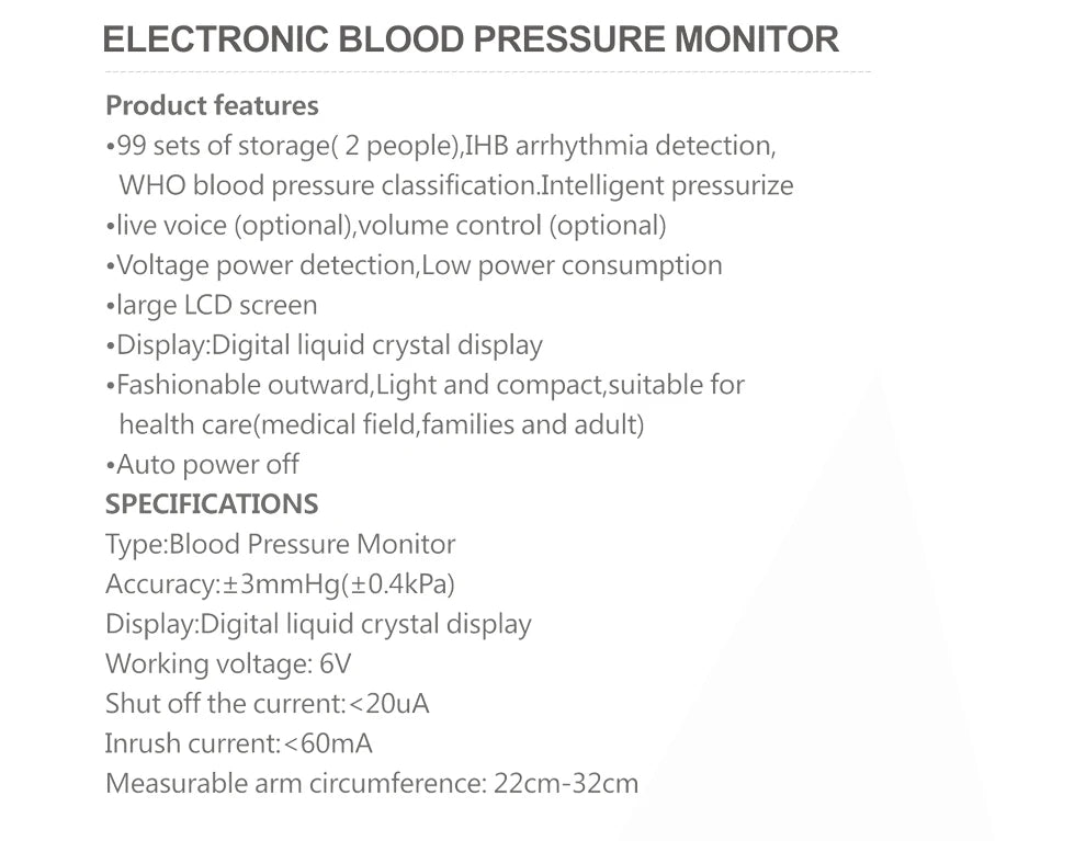 جهاز قياس ضغط الدم الرقمي LCD من JianYouCare، جهاز قياس معدل ضربات القلب، جهاز قياس ضغط الدم المحمول، جهاز قياس ضغط الدم الكبير