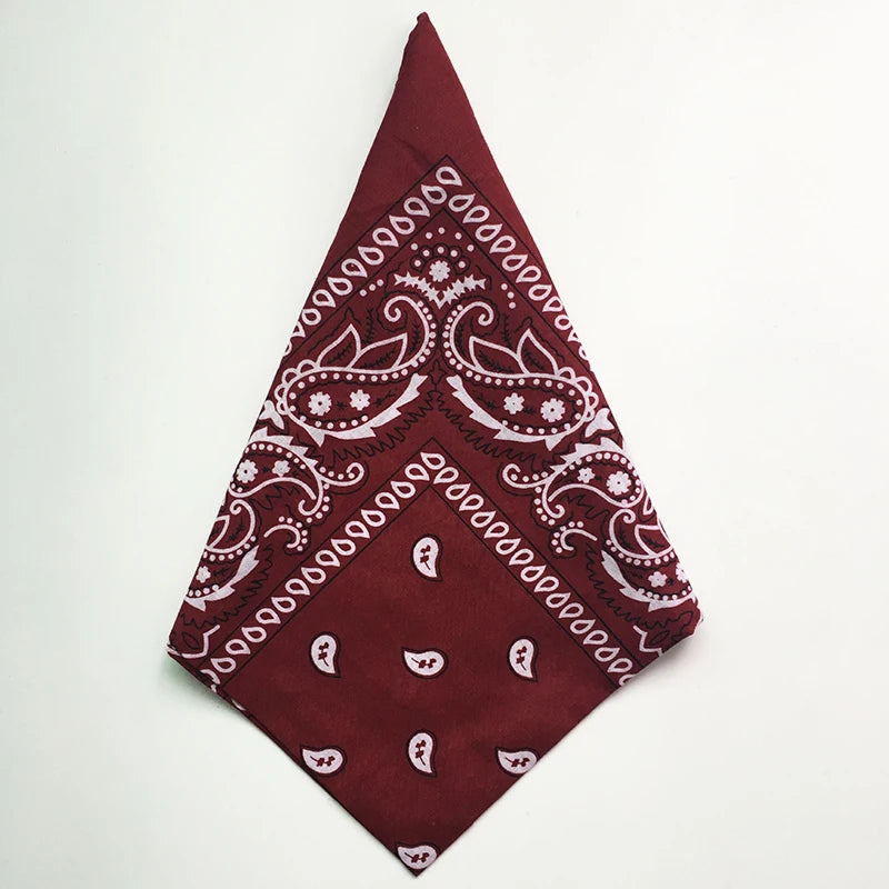 55x55cm Fashion Hip Hop 100% Cotton Bandana Square Scarf Cowboy Cashew Black Red Paisley Headband Print For Women/Men/Boys/Girls