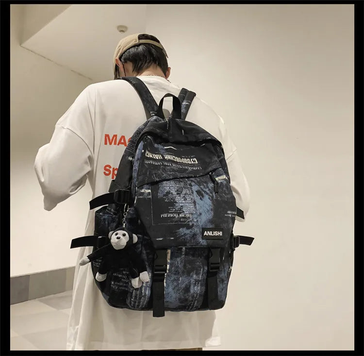 Women Harajuku Cloud Print Men Backpack Student Nylon Laptop New 2021 Cool  School Bag For Teenage Girls Book Bags buckle Ladies