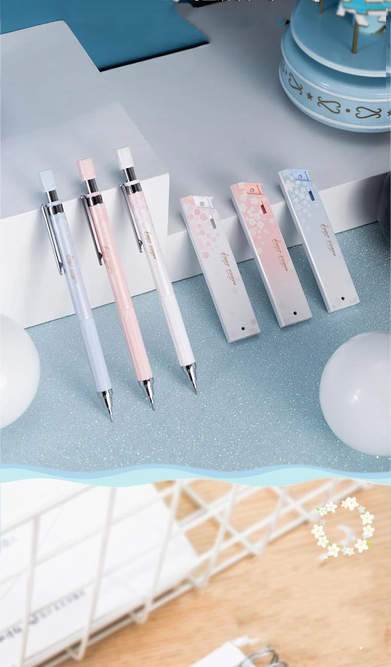 DELI Mechanical Pencil Set With HB Lead Replacement Retractable Pencils Refill for Students Stationery