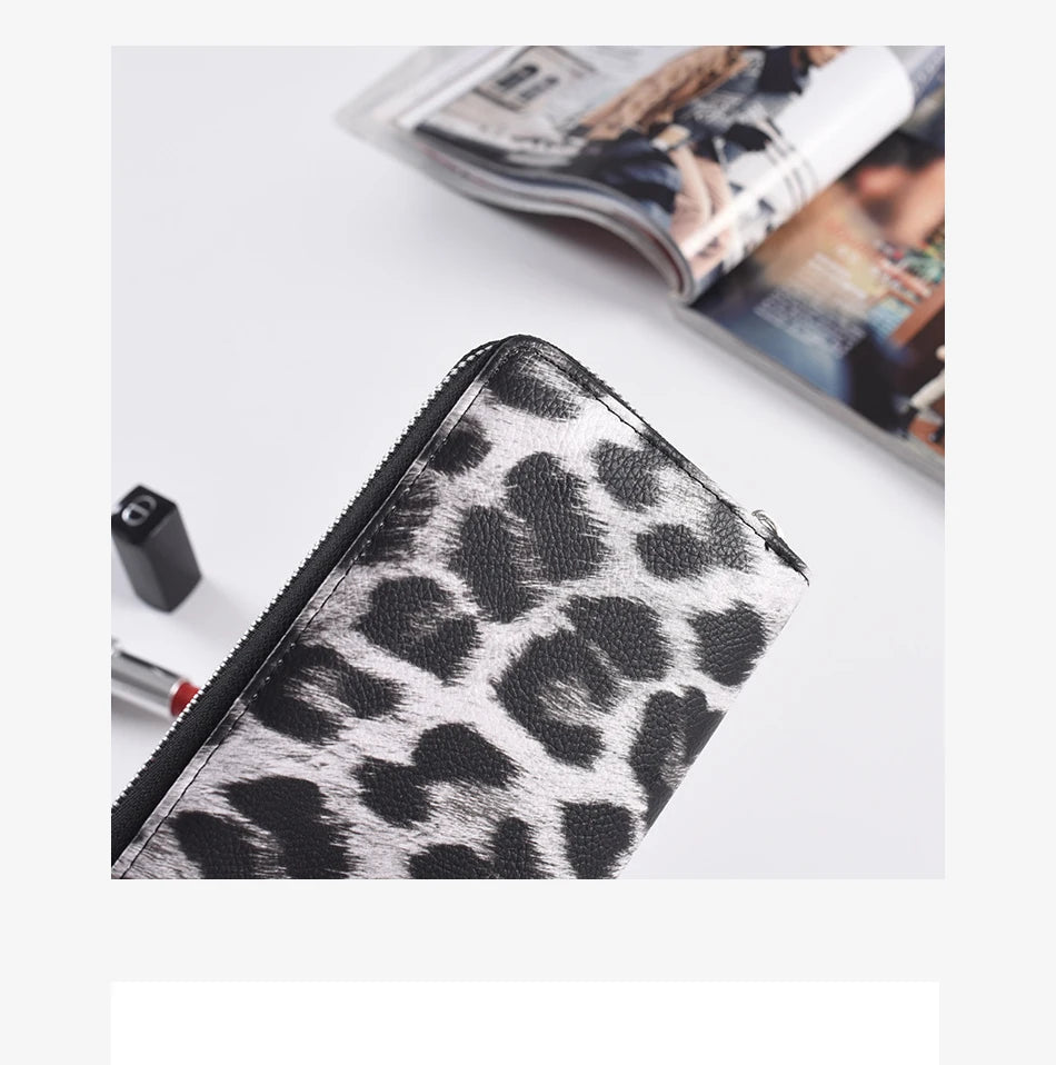 Leather Women Wallet Classic Leopard Animal Print Long Wallets Female Cards Holder Clutch Bag Fashion Ladies Purses