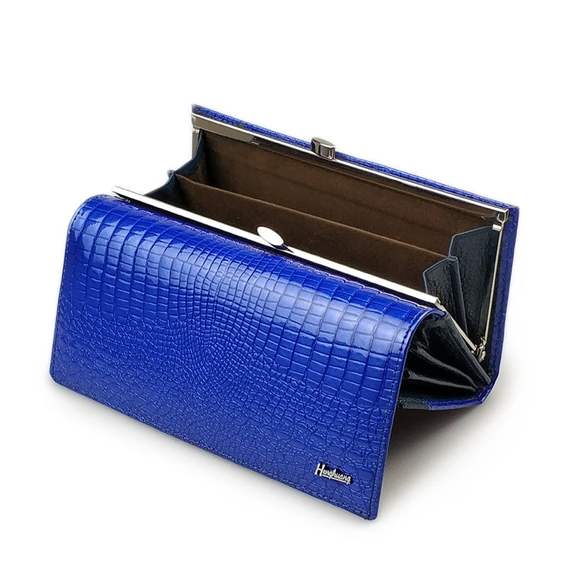 Designer Genuine Leather Women Wallet Female Long Clutch Money Bag  Luxury Brand Alligator Leather Ladies Coin Purse Wife's Gift