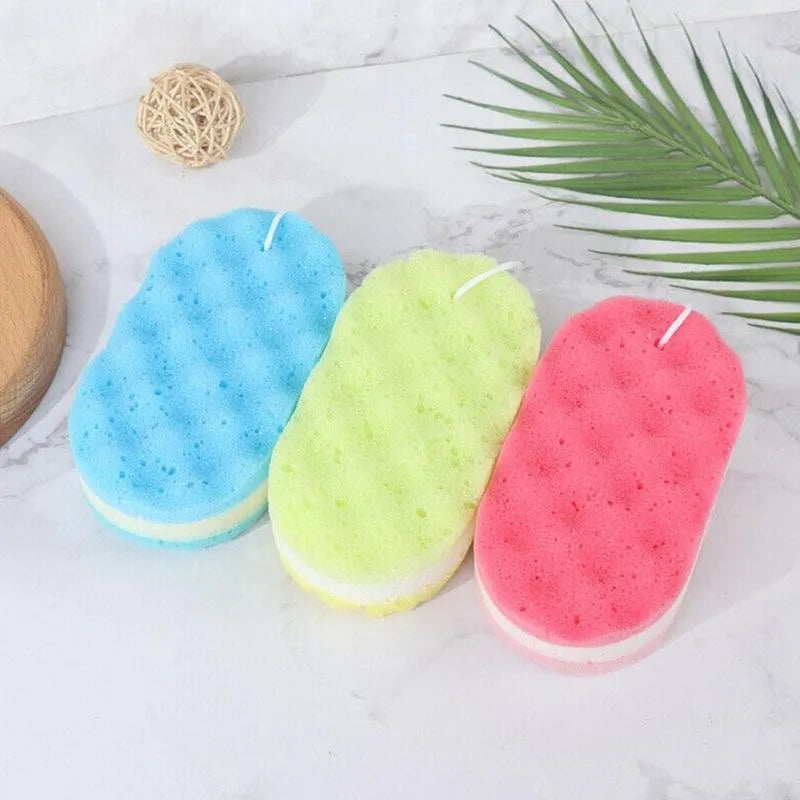 Éponge de bain ondulée à trois couches, brosse pour le corps, nettoyage de la peau, massage, nettoyage, douche, enfants, adultes, porte-serviette en mousse